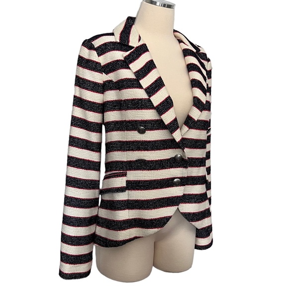 Search for Sanity Textured Blue/Cream Striped Coastal Theme Blazer SJ2440CAT - Picture 1 of 10